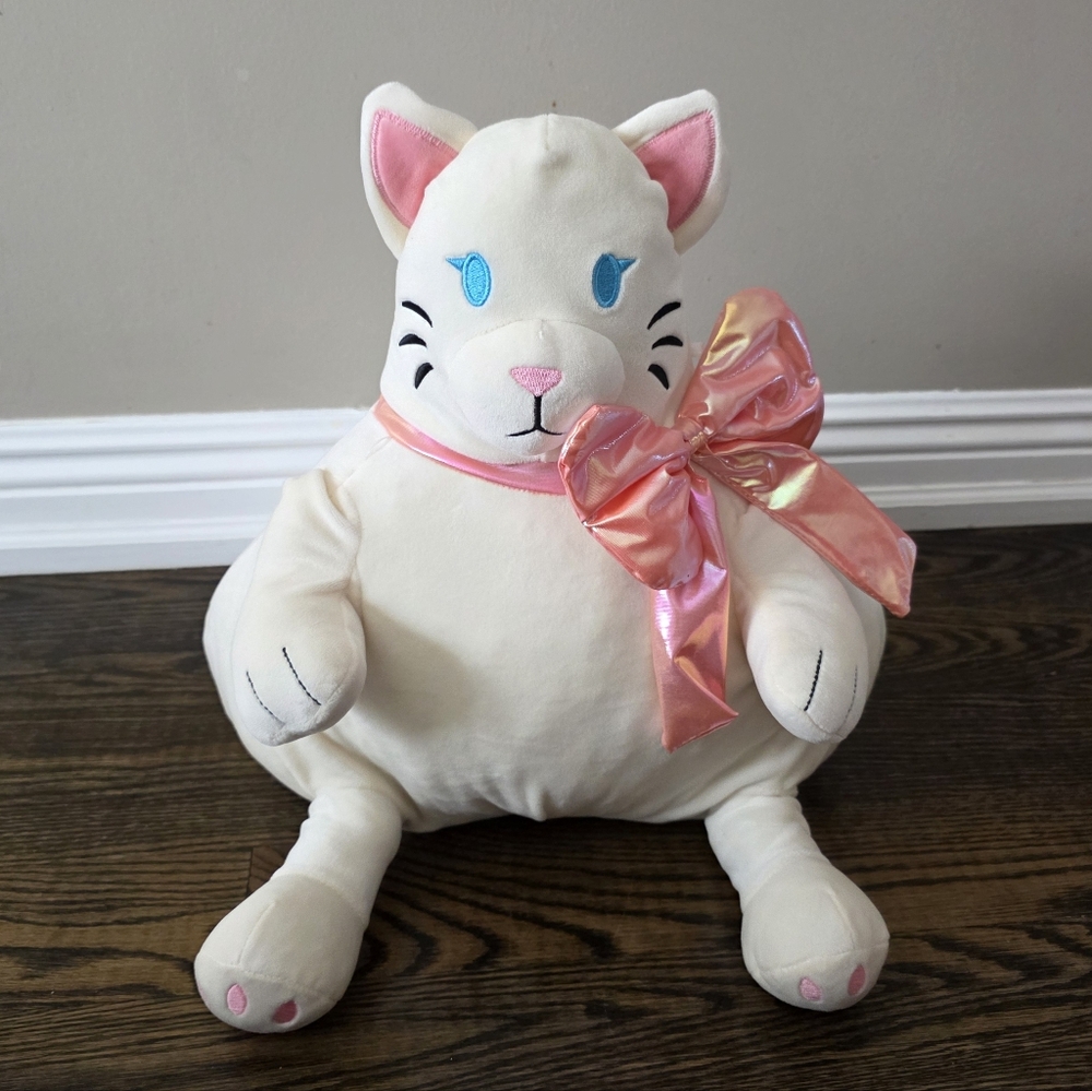 Plush White Cat Stuffed Animal Pink Bow Cute Kawaii Soft Toy Gift Large